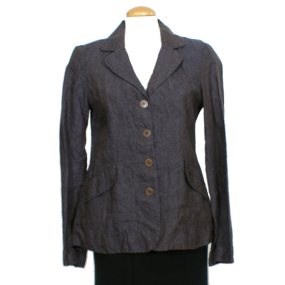 Gray Rumpled Linen Delave Shaped Jacket 10